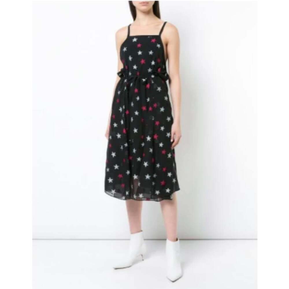 Rag & Bone Sonny Star Detail Black Silk Midi Dress
